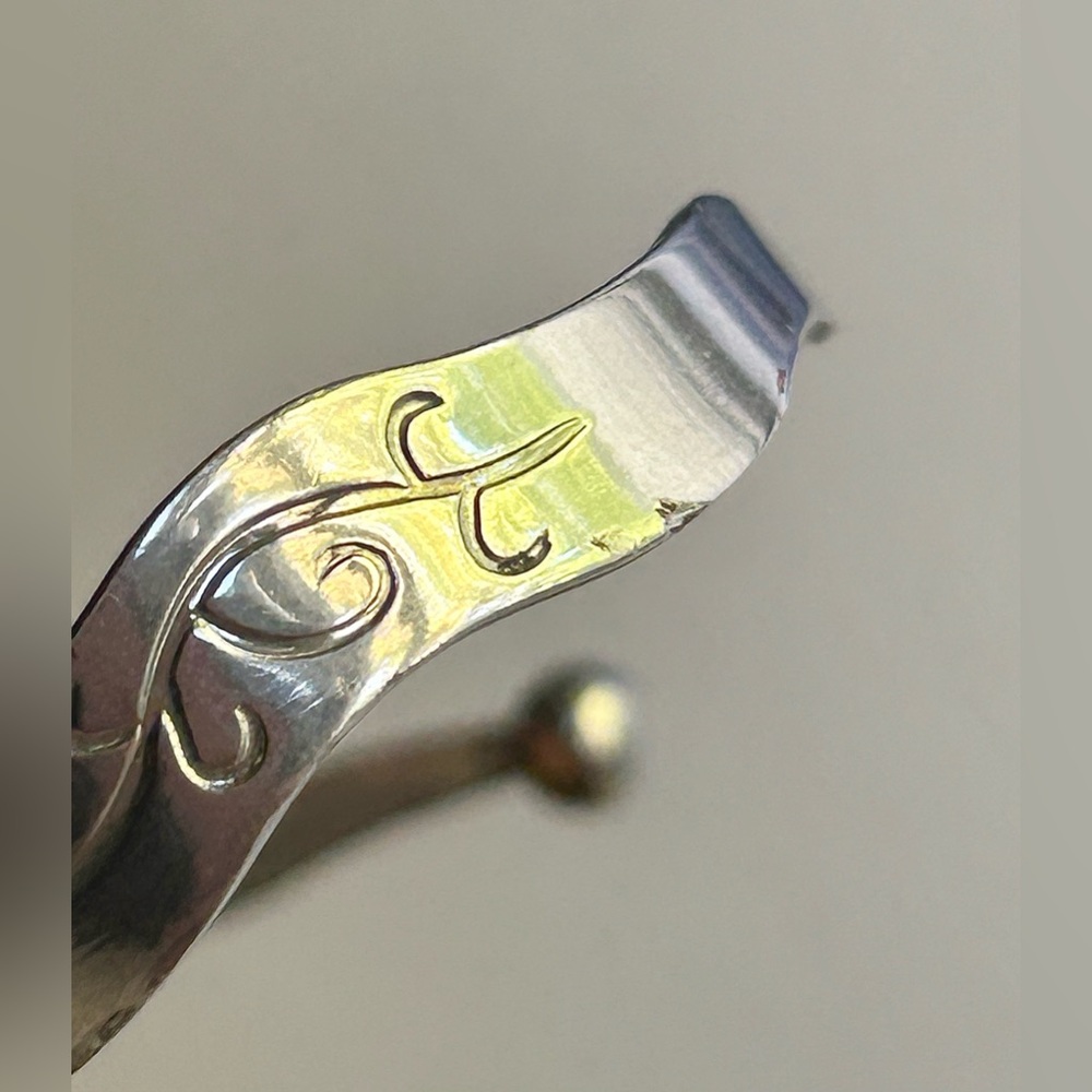 Engraved Silver Tone Adjustable Cuff Bracelet - image 4